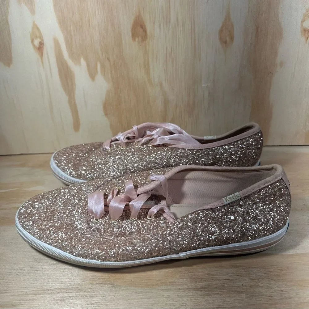 Keds Kate Spade Rose Gold Sparkling Sneakers Women’s Size 10